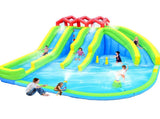 7 in1 Inflatable Water Park Three Slide with Blower Water Gun Sprinkler Fountain Climbing Wall for 40339182