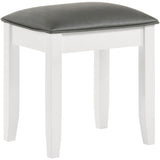 Glossy White Vanity Stool with Padded Seat B062P153876