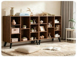 Rustic Brown 8-Cube Open Bookshelf with Top Display Shelf, Engineered Wood Freestanding Book Storage 41903325