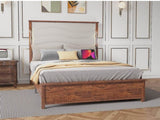 ZUN King Size Bed Frame with Upholstered Headboard, King Bed Frame with Charging Station and LED Lights, 46740255