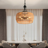 Boho Hemp Rope Pendant Light, Hand-Woven Jute Hanging Lamp with Adjustable Chain, Natural Rope Shade W1340P241300