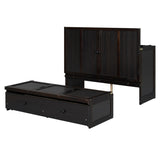 Full Size Murphy Bed with USB Port and a Large Drawer, Espresso N708P205903P