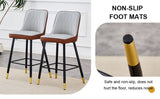 ZUN Modern Two-Tone PU Bar Stool - Brown Light Gray spliced chairs With Gold Decorated Legs.Brown W1151P211976