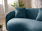 Modern Curved Sofa, Boucle Fabric Couch for Bedroom, Office, Apartment Blue W876102840