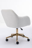 ZUN Modern Teddy Fabric Material Adjustable Height 360 Revolving Home Office Chair With Gold Metal Legs 91744909