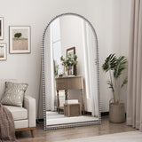 Iron Arch Retro Full Length Mirror With Supporting Feet, For Living Room, Bedroom W757P268975