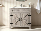 () Washbasin Cabinet with Barn-Style Doors and U-Shaped Shelving 24*18.5*33.5in 58860852