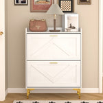 ZUN Shoe Cabinet with 2 Flip Drawers& Open Shelves,Modern Entryway Shoe Storage Cabinet, SlimNarrow W679P154752