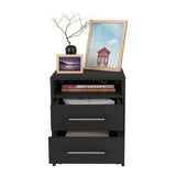 Greter 24" Two-Drawer Night Stand With open shelf Black B200P240254