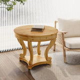 ZUN Curved Legs Farmhouse Style Small Size Round Dining Table End Table Side Table Coffee Table for W1435P228915