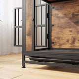 Dog Crate Furniture, Wooden Dog Crate Table, 32.8" Dog Kennel with 2 Slidings and Thick Iron W840P203066