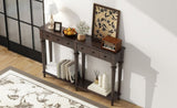 TREXM Retro Console Table with 4 Drawers and Open Shelf, perfect for Entryways, Living Rooms, and N715P202860P
