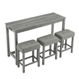 59 Inch Bar, Dining, Sofa with Power Outlet, 3 Upholstered Stools, 4 Piece Bar 81873014