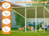 84"x78.7"x72.7" Walk-In Metal Chicken Coop,Slanted Roof,Heavy-Duty All-Weather Poultry Cage with W2505P409633
