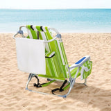 ZUN 63*65*82cm Short Oxford Cloth Silver White Aluminum Tube Bearing 100kg Beach Chair Green Stripes 42959268