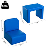 ZUN 2-in-1 Multifunctional Kids Sofa-Blue （Prohibited by WalMart） 98907176