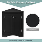 ZUN Black Triangle Bathroom Storage Cabinet with Adjustable Shelves, Freestanding Floor Cabinet for Home WF291467AAB