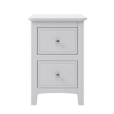 ZUN 2 Drawers Solid Wood Nightstand End Table in White WF283148AAK