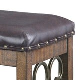 Black and Weathered Cherry Bench with Nailhead Trim B062P189064