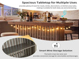 U_Style 3-in-1 Sideboard Table, Counter Height Table & Bar Table with Wine Storage,Modern Top Wine N711P427063R