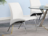 Set of 2 Leatherette Upholstered Side Chairs, White and Chrome B016P224568