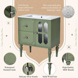 Retro Style 30'' Bathroom Vanity with Ceramic Sink Combo, Freestanding Single Vanity with 2 Drawers, N710P195635F