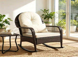 Heavy Duty PE Wicker Patio Rocking Chair 400LBS, Outdoor Rocker with Removable Washable Sponge 98091753