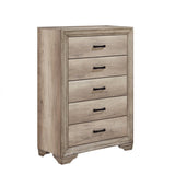 ZUN 1pc Natural Finish Bedroom Chest of 5 Drawers w Black Hardware Bedroom Furniture Contemporary Design B011P146006