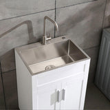 24in Stainless Steel Washing Sink w/ Faucet Hoses and Drain Head Only D16389171