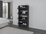 Kobuk 4 Door Shoe Rack, 4 Shelves, Black Wengue B097P480476