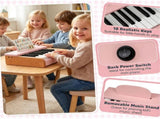 18-Key Wooden Kids Piano with Music Stand, Pastel Color Toddler Musical Toy, Educational Keyboard 58999119