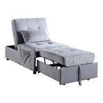 ZUN Modern Lift Top Storage Bench with Pull-out Bed 1pc Gray Velvet Tufted Solid Wood Furniture B011P170005