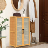 6-Tier Shoe Cabinet with Bamboo Shoe Rack Freestanding Shoe Organizer with 2 Hollow Doors and 57089527