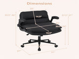 Criss Cross Chair with Flip-Up Arms, Faux Leather Cross Legged Office Chair with Adjustable Height & 78183198