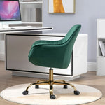 ZUN 360&deg; Green Velvet Swivel Chair With High Back, Adjustable Working Chair With Golden Color Base W116472783