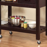 11425 Kitchen Cart Red Cocoa Faux Marble Chunky Thick Top Two Drawers Locking Rubber Wheel Castors B107P218337
