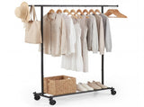 Adjustable Metal Rolling Clothes Rack with Extendable Rods, 104.1-156.244.45154.94cm, 3.86kg Heavy 64751871