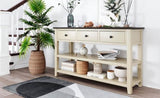 Retro Design Console Table with Two Open Shelves, Pine Solid Wood Frame and Legs for Living Room 83399820