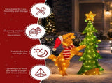 4FT Dog Climbing Tree with 188 Warm White Lights, Fabric-Covered Christmas Decor, US Plug 40556040