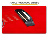 Turn red 41-inch Dreadnought barrel-shaped cutaway acoustic guitar with pick, strings, capo, gig 66684470