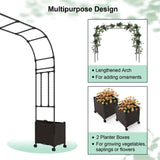 80" Garden Arch Trellis with 2 Planter Boxes and Lockable Wheels 51837950