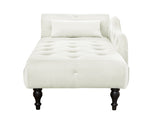 Aijia 60.6" Velvet Chaise Lounge Buttons Tufted Nailhead Trimmed Solid Wood Legs with 1 Pillow,White W111740823