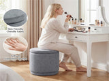 7.7 Gallon Round Storage Ottoman Foot Rest with Acacia Wood Frame, 400LBS Load Capacity Footstool 46931737