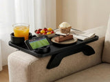 Couch Armrest Tray 3 in 1 Sofa Arm Tray Table with Swivel Cup Holder Phone Stand, Black 09153763