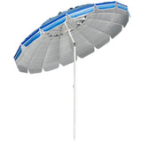 8 Ft Beach Umbrella With UV Protection 16-Ribbed Windproof Frame 67702970