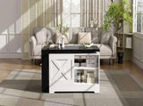 U-Can Farmhouse Lift Top Coffee Table With Barn Doors, Wood Rectangle Center Table With Large Hidden N724P351732K