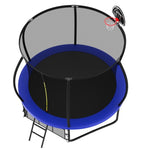 ZUN 10FT Pumpkin Trampoline, Outdoor Trampoline with Basketball Hoop, Enclosure Net and Ladder W1163P148139