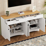 ON-TREND Farmhouse TV Stand with 2 Drawers for TVs Up to 70", Versatile Wood Grain Sideboard with N721P245732K