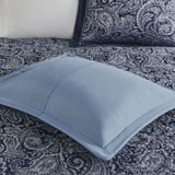 ZUN 5 Piece Jacquard Bedspread Set with Throw Pillows Navy King B03597645