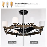 ZUN Dia 33 inch Chandelier Ceiling Fan for Bedroom Dining Room Living Room Kitchen Farmhouse Entry,Matte W1592P153047